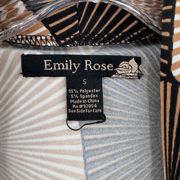 Emily Rose Black & Beige Retro Geometric Layered Blouse with Necklace Size Small - Picture 6 of 9